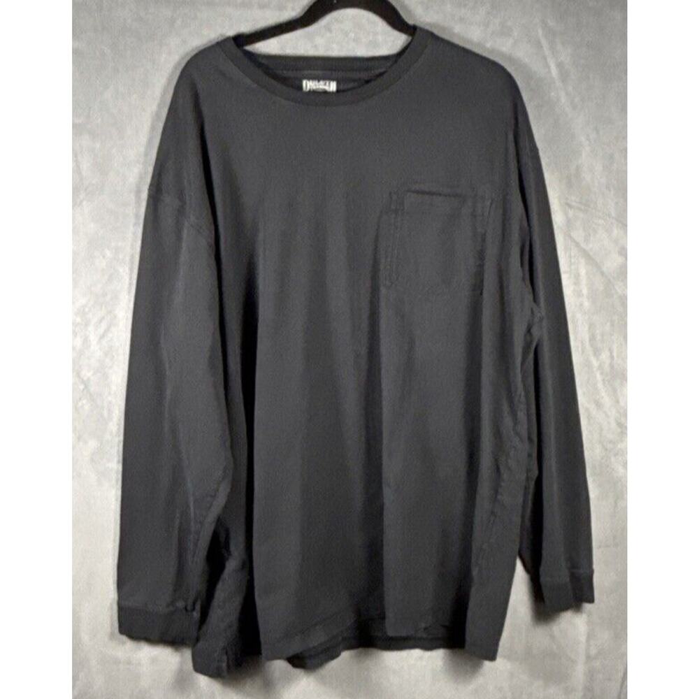 Duluth Trading Co Mens Longtail Pocket T-Shirt Long Sleeve Black Cotton Sz 2XL